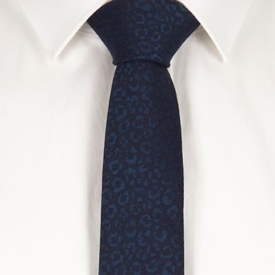 Teal leopard print tie